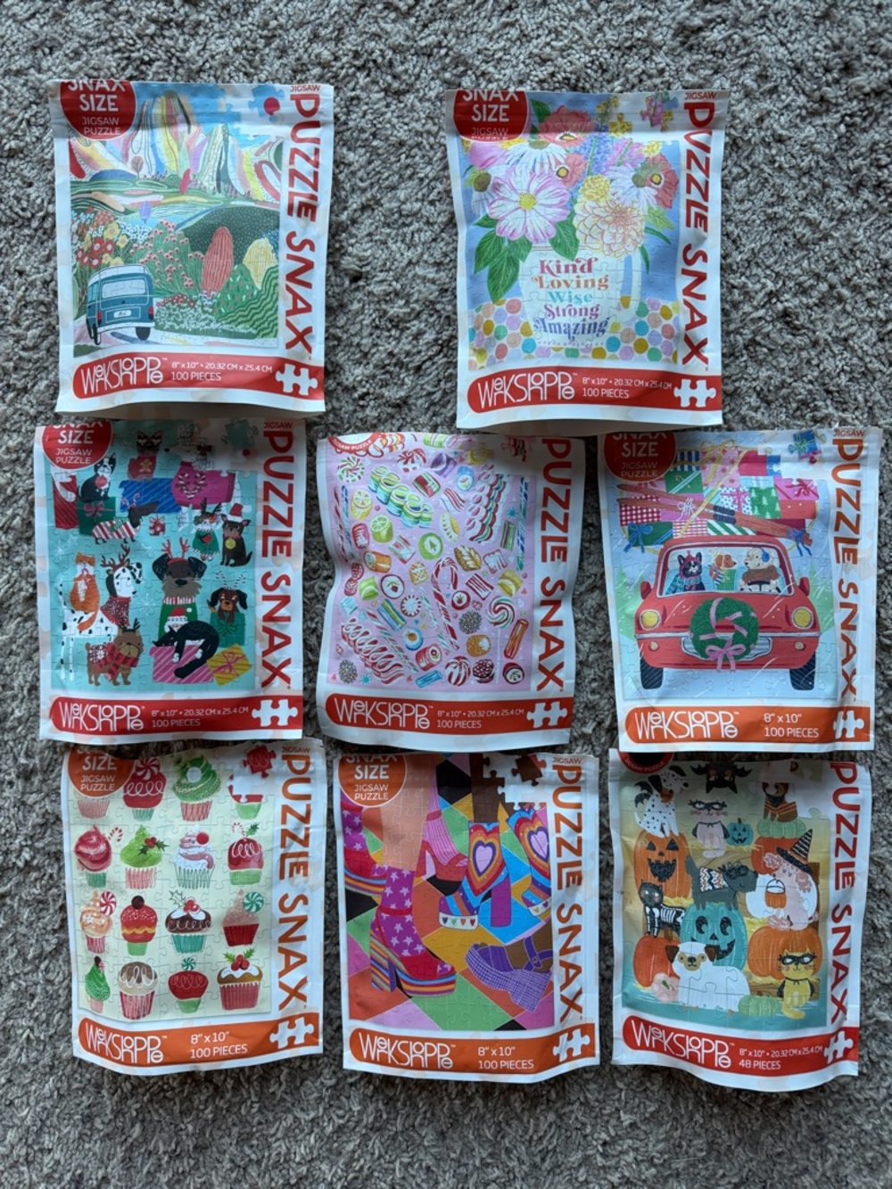Lot of eight Werkshoppe Puzzle Snax